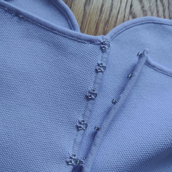 Zara Knit Lilac Bandage Corset Dress Purple Fitted Sweetheart Knee Strapless M - Picture 15 of 16